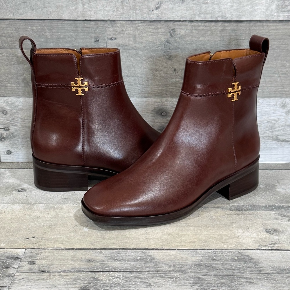 TORY BURCH Everly Flat Boots in Sierra Brown Leather - Sz - 5 .US